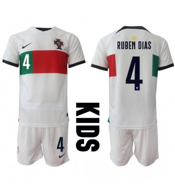 Portugalia Ruben Dias #4 Koszulka Wyjazdowych Dziecięca MŚ 2022 Krótki Rękaw (+ Krótkie spodenki)